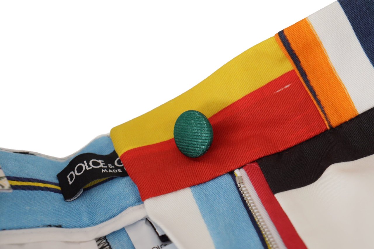 Dolce & Gabbana Multicolor Striped High Waist Cotton Pants Divers