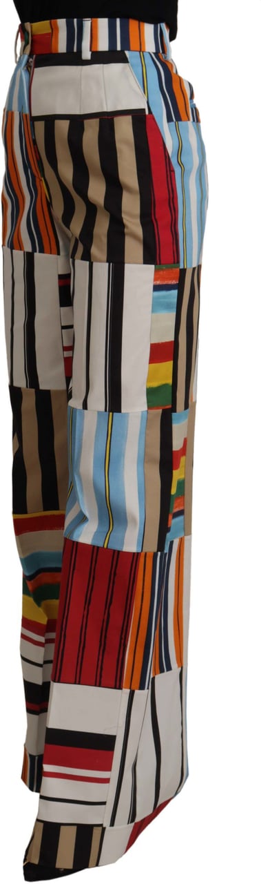 Dolce & Gabbana Multicolor Striped High Waist Cotton Pants Divers