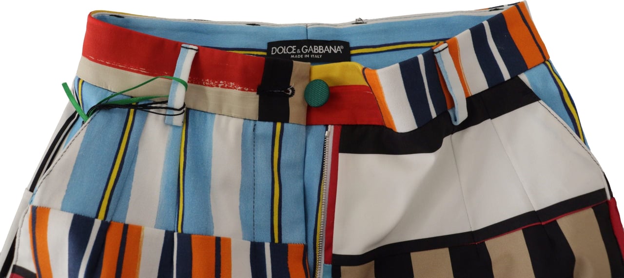 Dolce & Gabbana Multicolor Striped High Waist Cotton Pants Divers