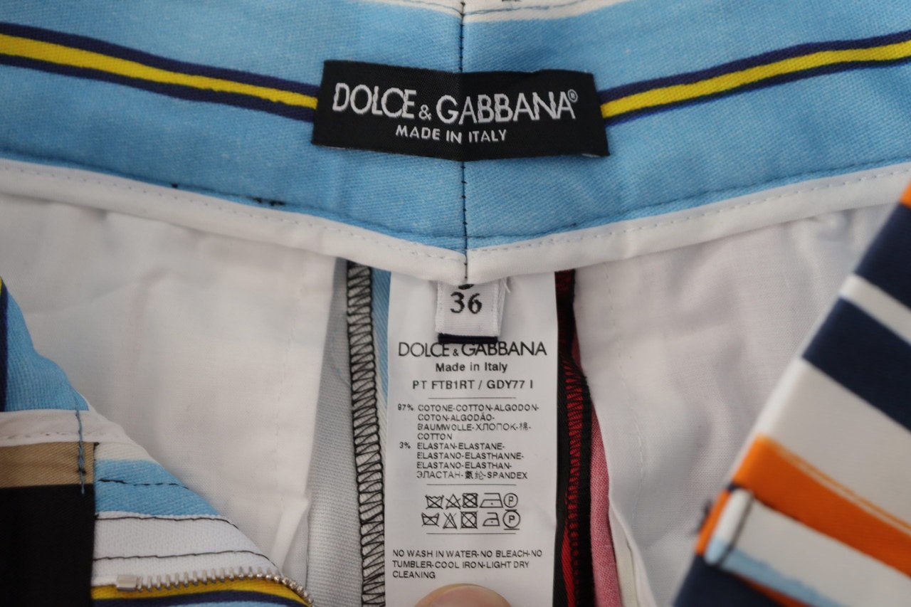 Dolce & Gabbana Multicolor Striped High Waist Cotton Pants Divers