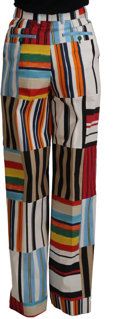 Dolce & Gabbana Multicolor Striped High Waist Cotton Pants Divers