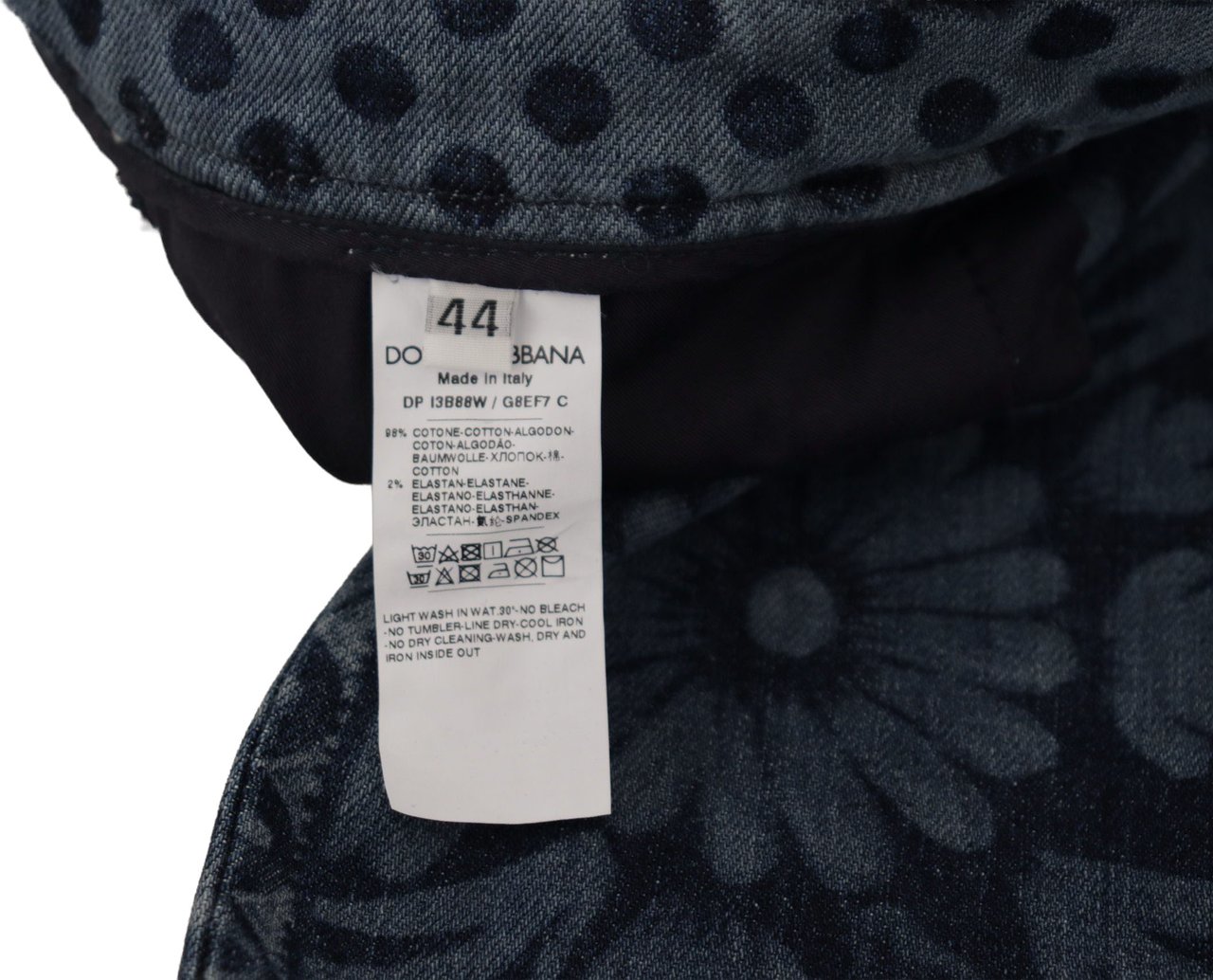 Dolce & Gabbana Blue Floral High Waist Skinny Denim Jeans Blauw
