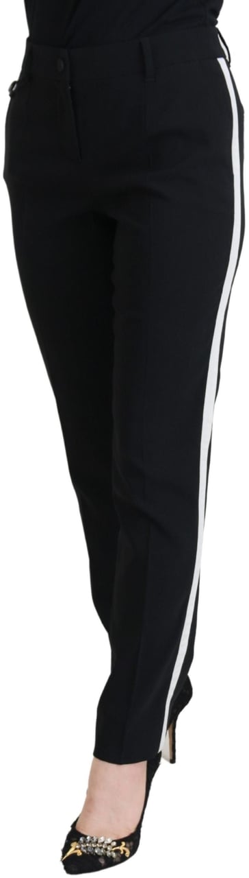 Dolce & Gabbana Black High Waist Women Pants Zwart