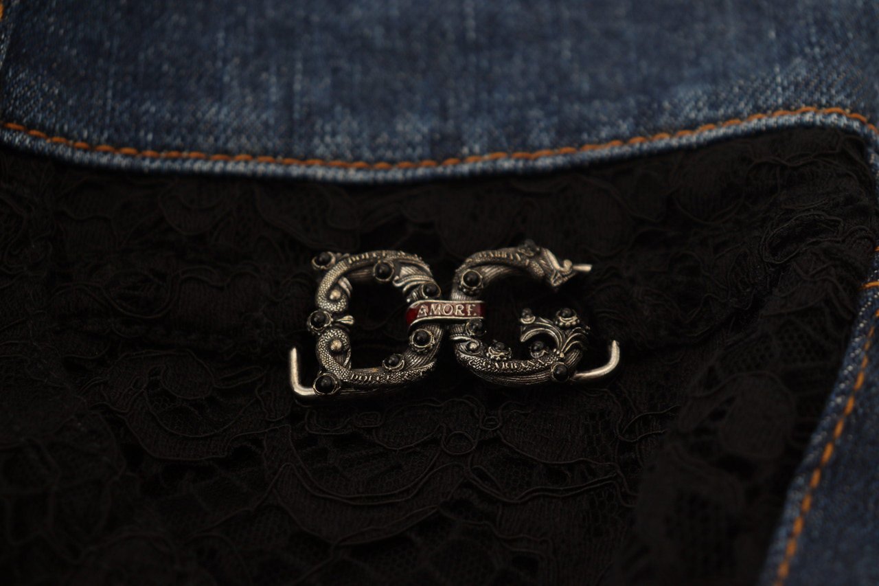 Dolce & Gabbana Black Floral Lace Front Skinny Denim Jeans Divers