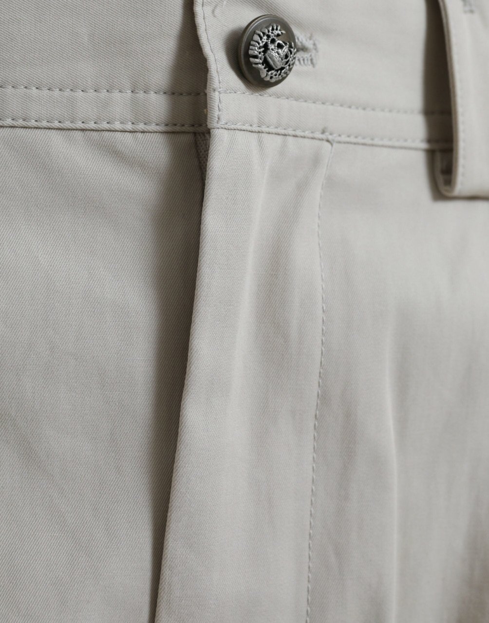 Dolce & Gabbana Beige Cotton High Waist Tapered Pants Beige