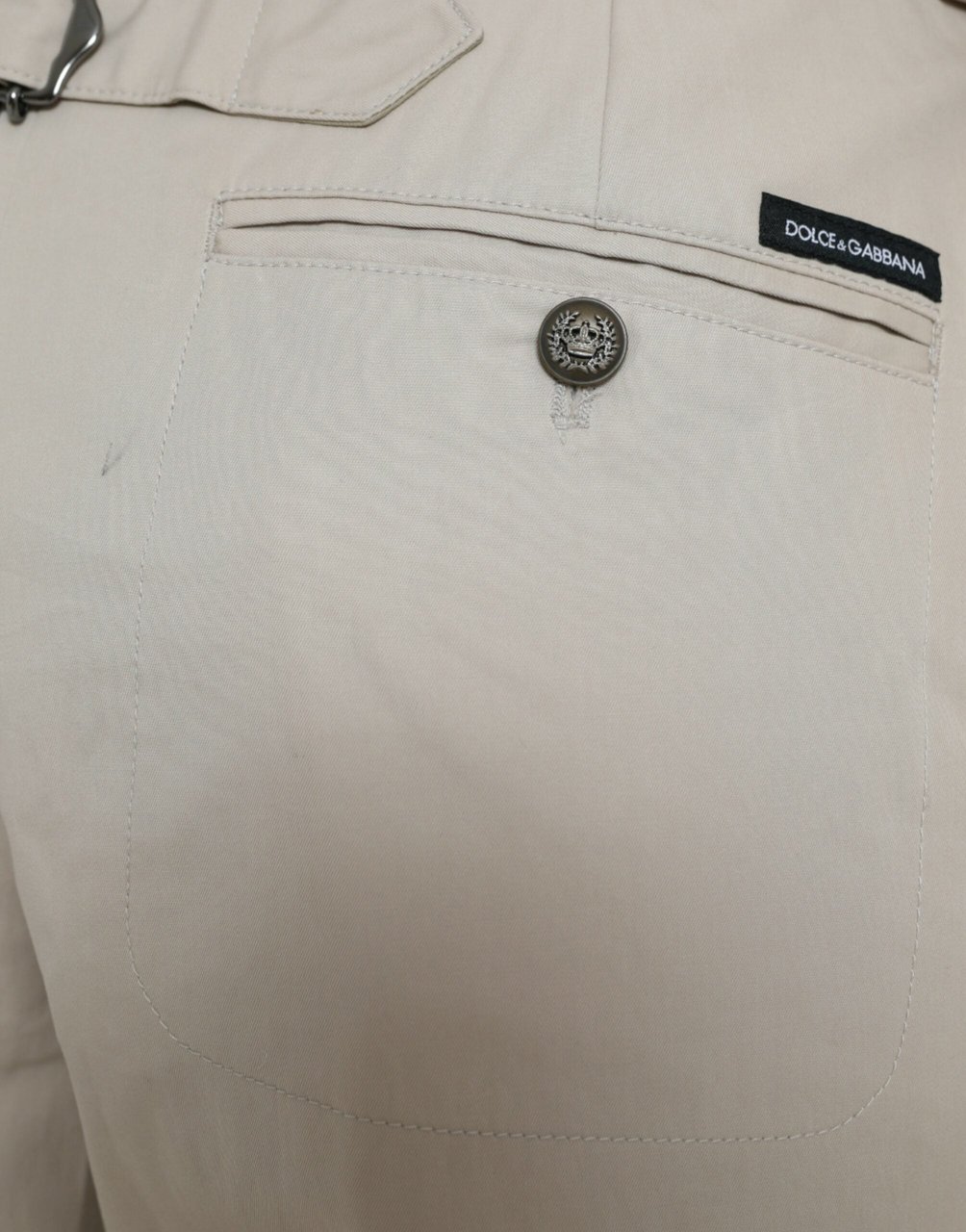 Dolce & Gabbana Beige Cotton High Waist Tapered Pants Beige