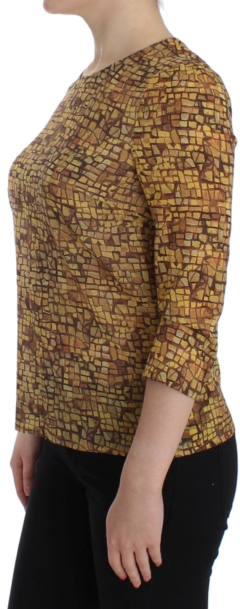Dolce & Gabbana Multicolor Mosaic Print Silk Blouse T-shirt Divers
