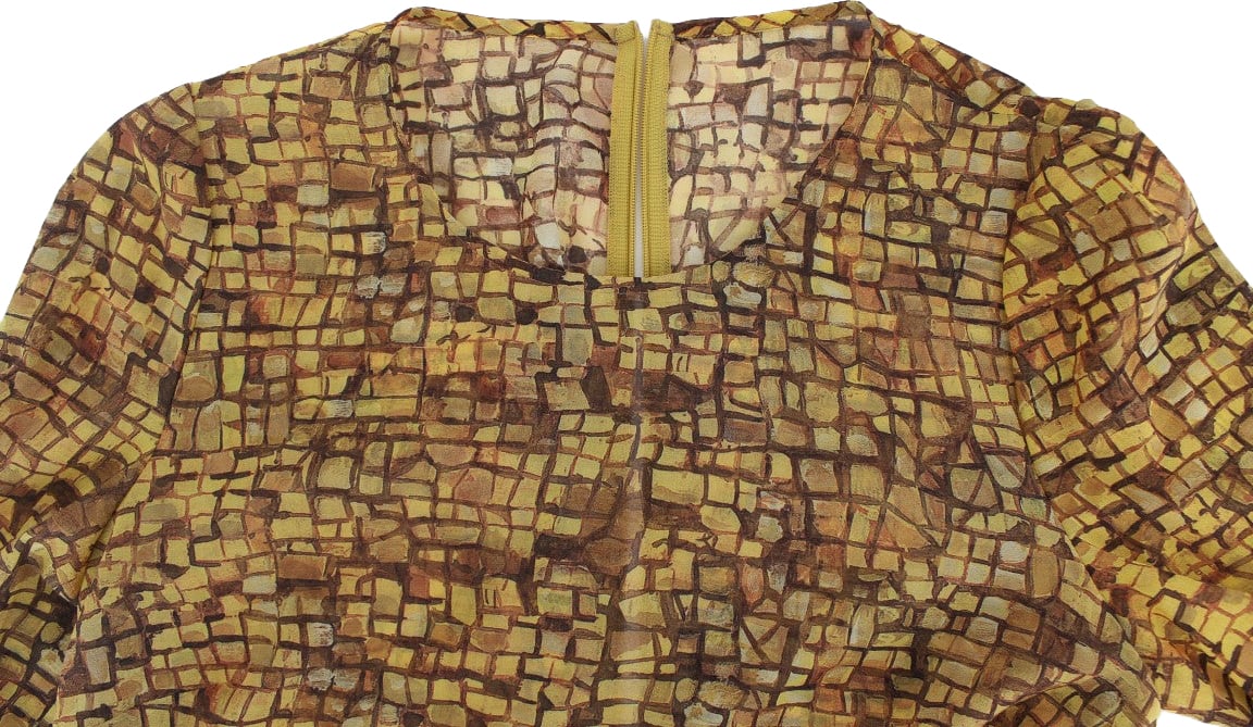 Dolce & Gabbana Multicolor Mosaic Print Silk Blouse T-shirt Divers