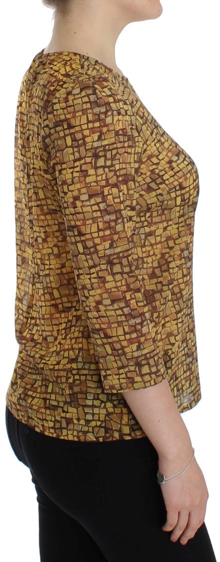Dolce & Gabbana Multicolor Mosaic Print Silk Blouse T-shirt Divers