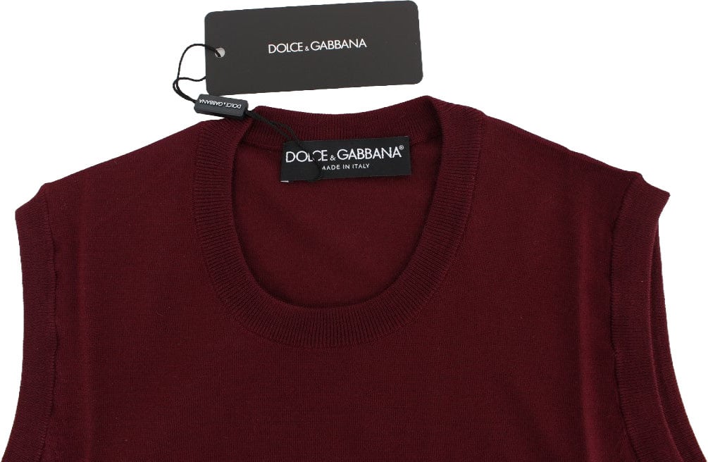 Dolce & Gabbana Red Sleeveless Crewneck Vest Pullover Rood