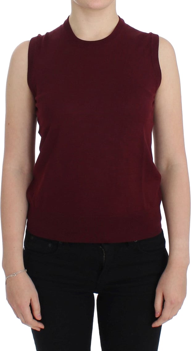 Dolce & Gabbana Red Sleeveless Crewneck Vest Pullover Rood