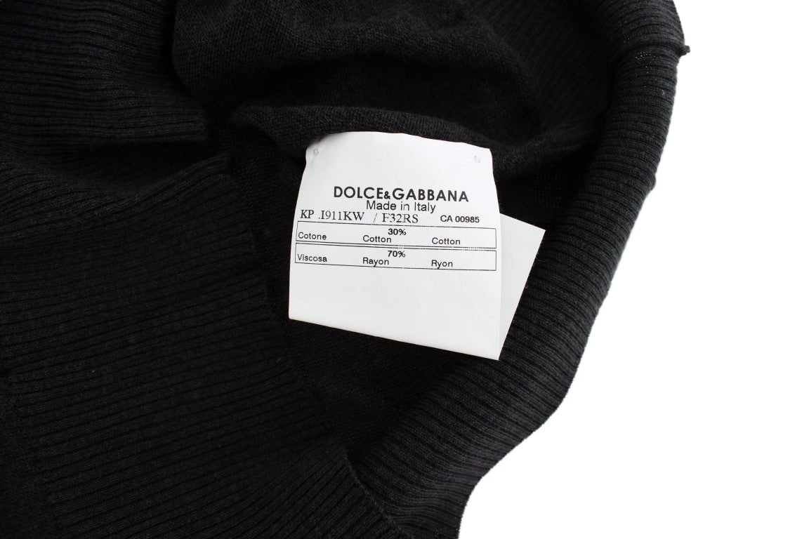 Dolce & Gabbana Black Sleeveless Crewneck Vest Pullover Zwart