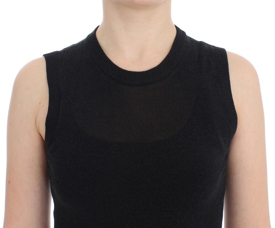 Dolce & Gabbana Black Sleeveless Crewneck Vest Pullover Zwart