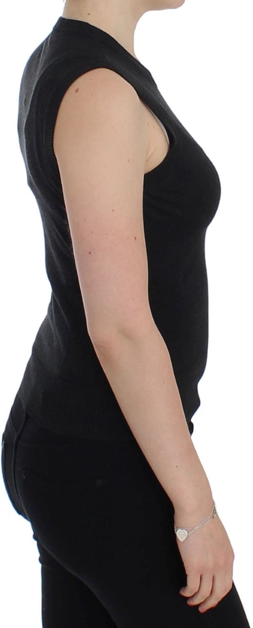 Dolce & Gabbana Black Sleeveless Crewneck Vest Pullover Zwart