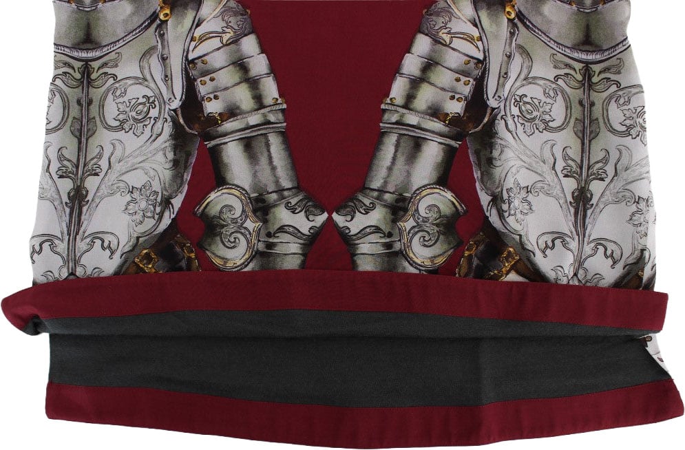 Dolce & Gabbana Red Knight Print Silk Blouse T-shirt Rood