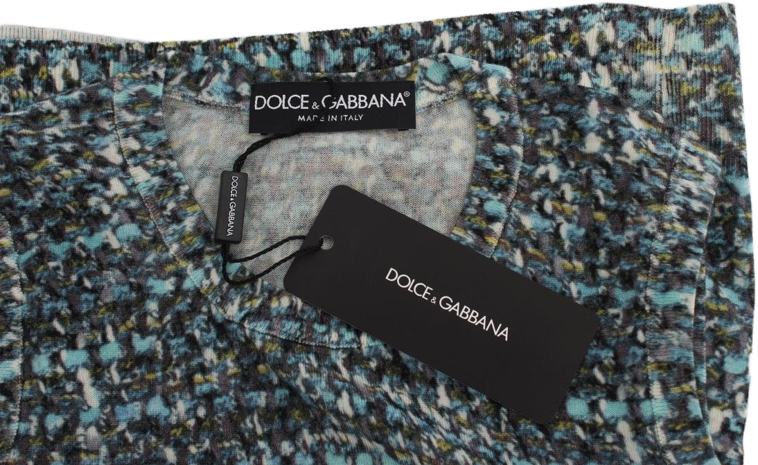 Dolce & Gabbana Blue Wool Sweater Sleeveless Pullover Blauw