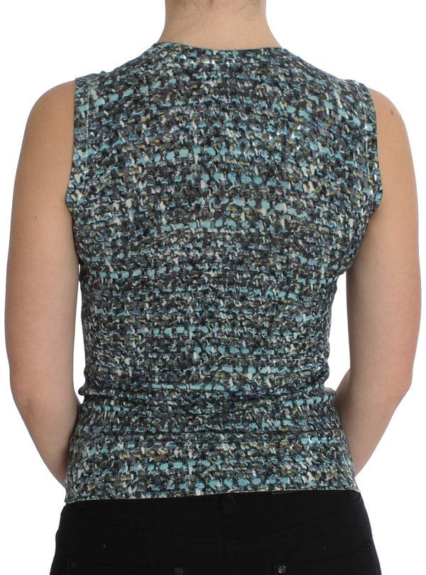 Dolce & Gabbana Blue Wool Sweater Sleeveless Pullover Blauw