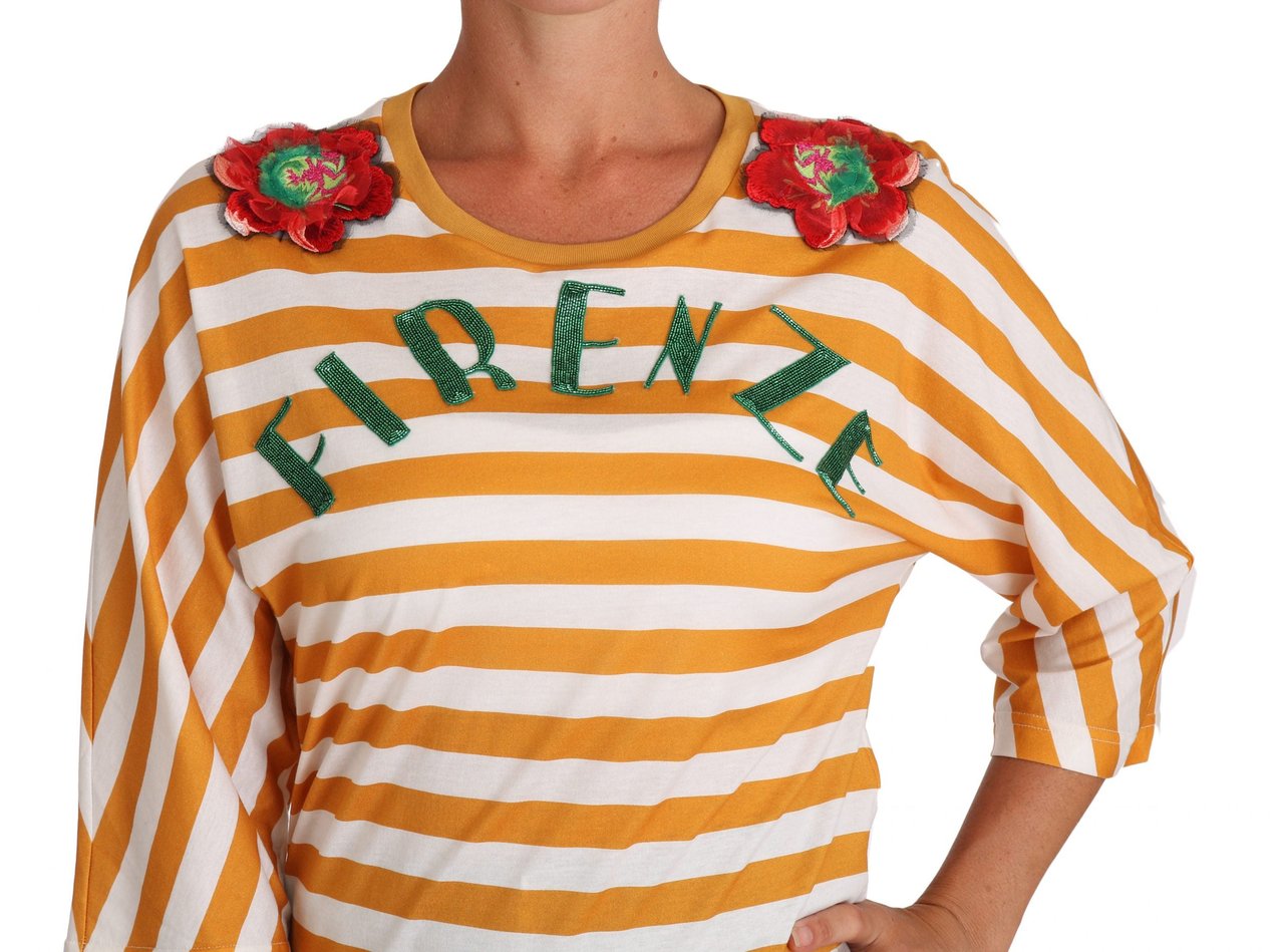 Dolce & Gabbana White Orange FIRENZE Top T-shirt Wit
