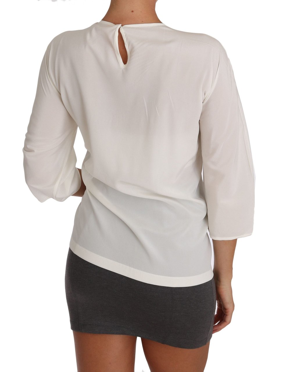 Dolce & Gabbana White Silk #dgfamily Blouse T-shirt Divers