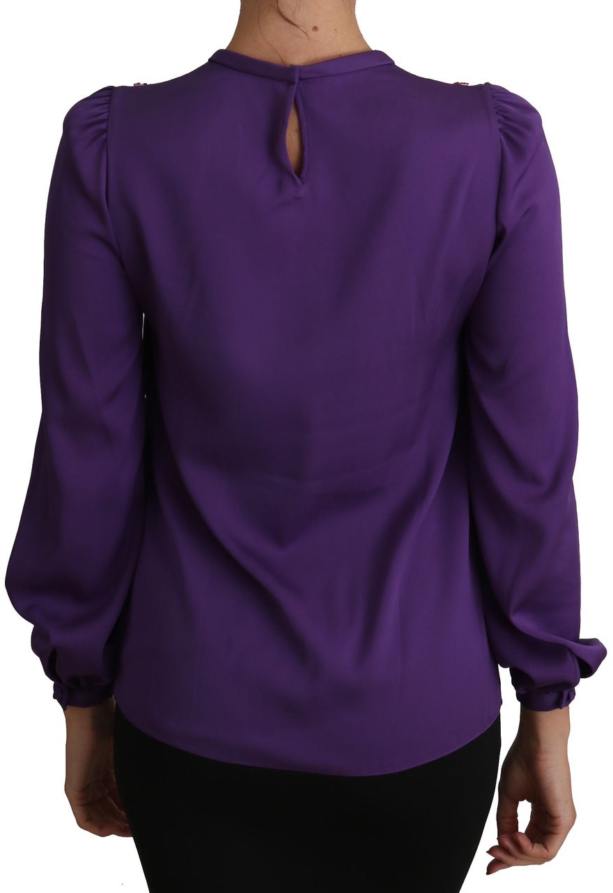 Dolce & Gabbana Purple Blouse Prince Fairy Tale Embellished Top Paars