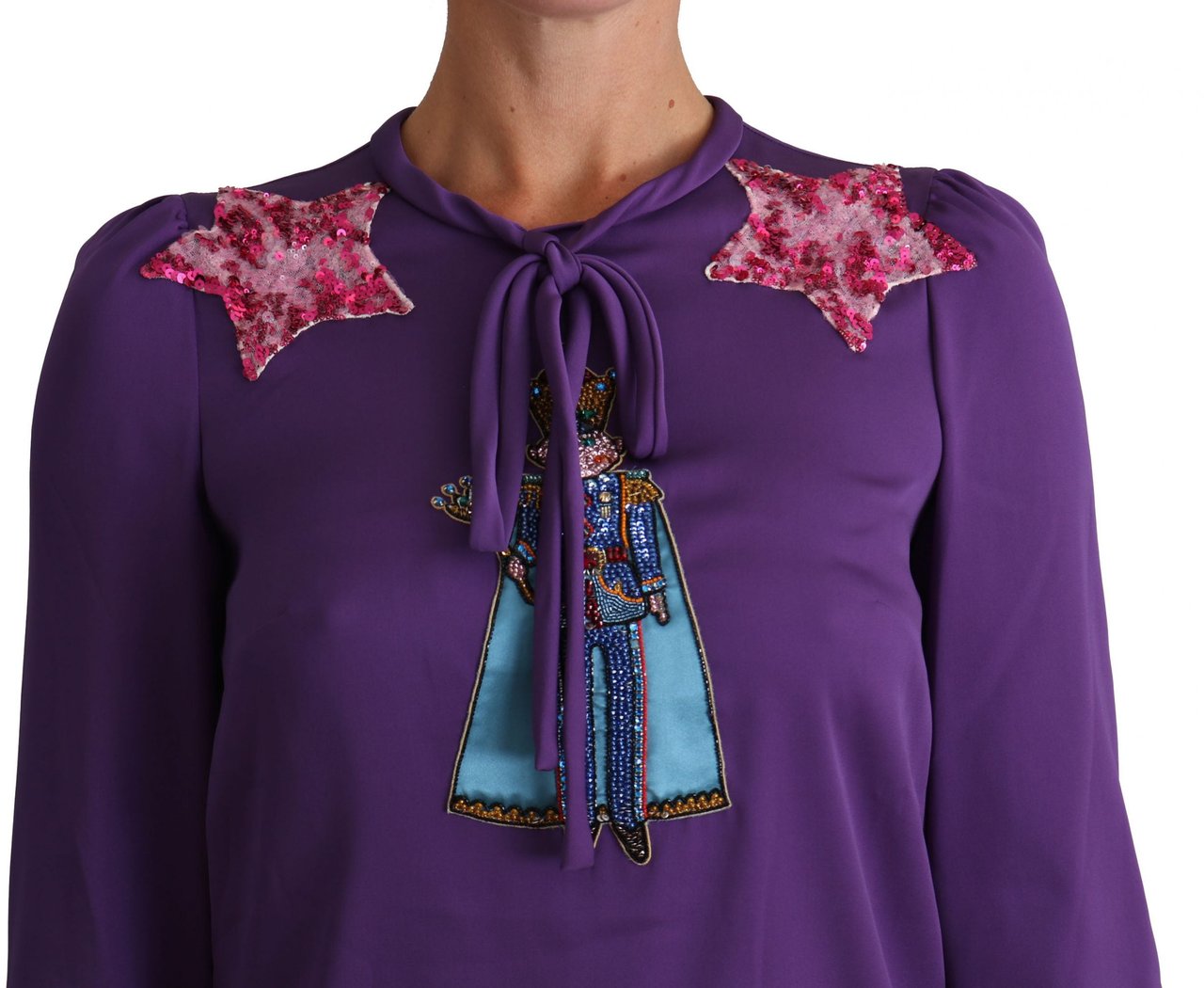 Dolce & Gabbana Purple Blouse Prince Fairy Tale Embellished Top Paars