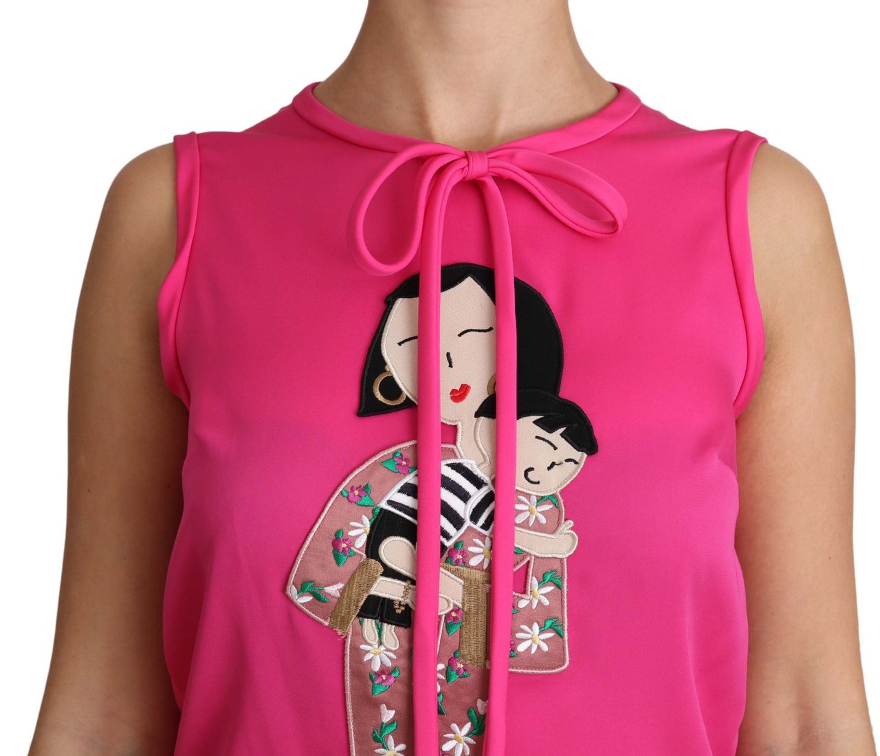 Dolce & Gabbana Pink Family Silk Tank Mama Blouse Top Shirt Roze
