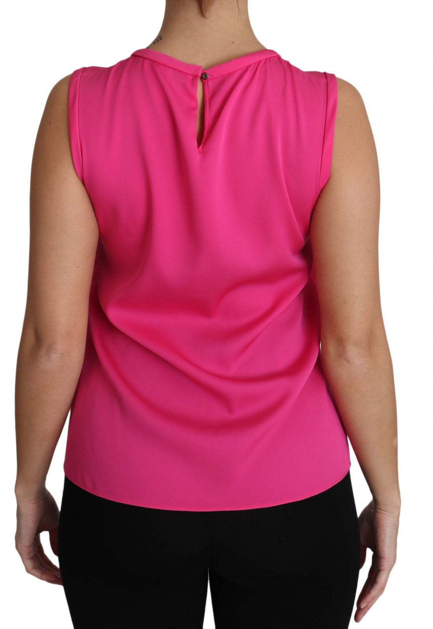 Dolce & Gabbana Pink Family Silk Tank Mama Blouse Top Shirt Roze