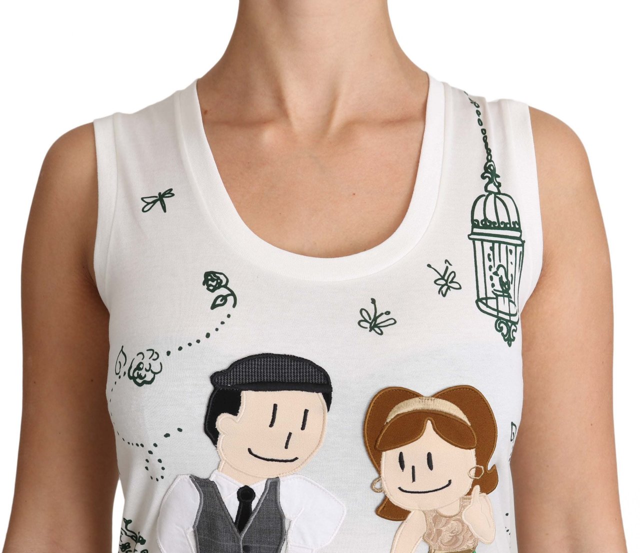 Dolce & Gabbana White Cotton #dgfamily Sleeveless Shirt Tank Top Wit