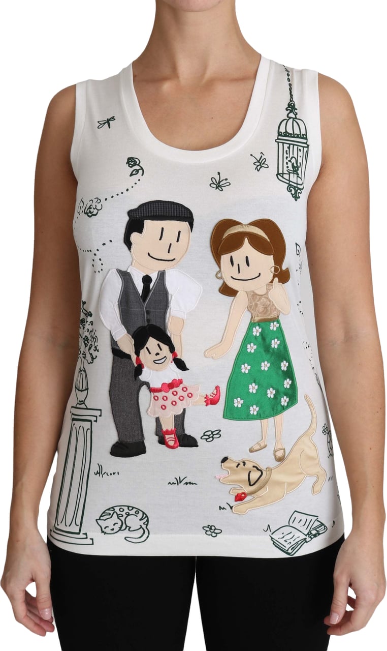 Dolce & Gabbana White Cotton #dgfamily Sleeveless Shirt Tank Top Wit