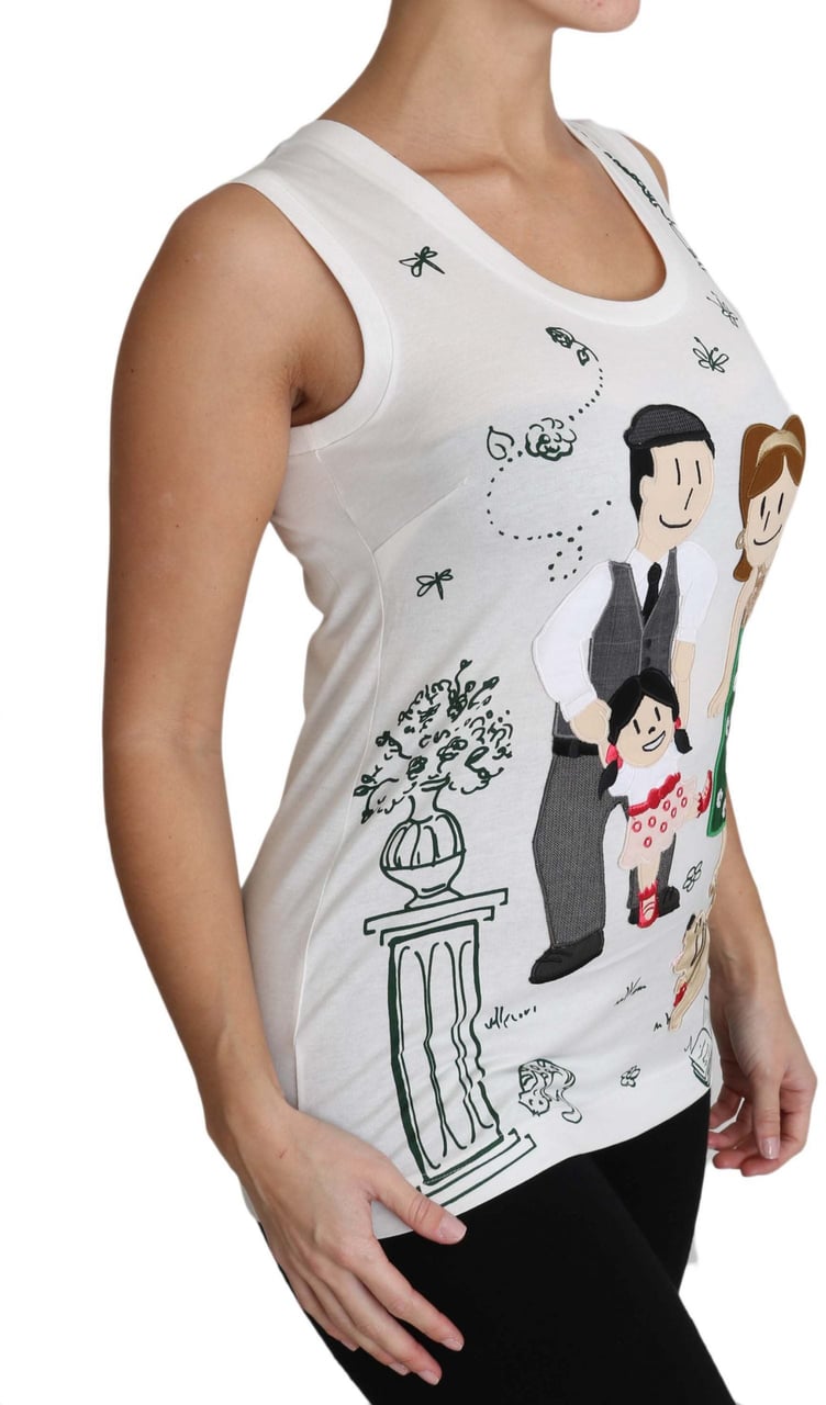 Dolce & Gabbana White Cotton #dgfamily Sleeveless Shirt Tank Top Wit