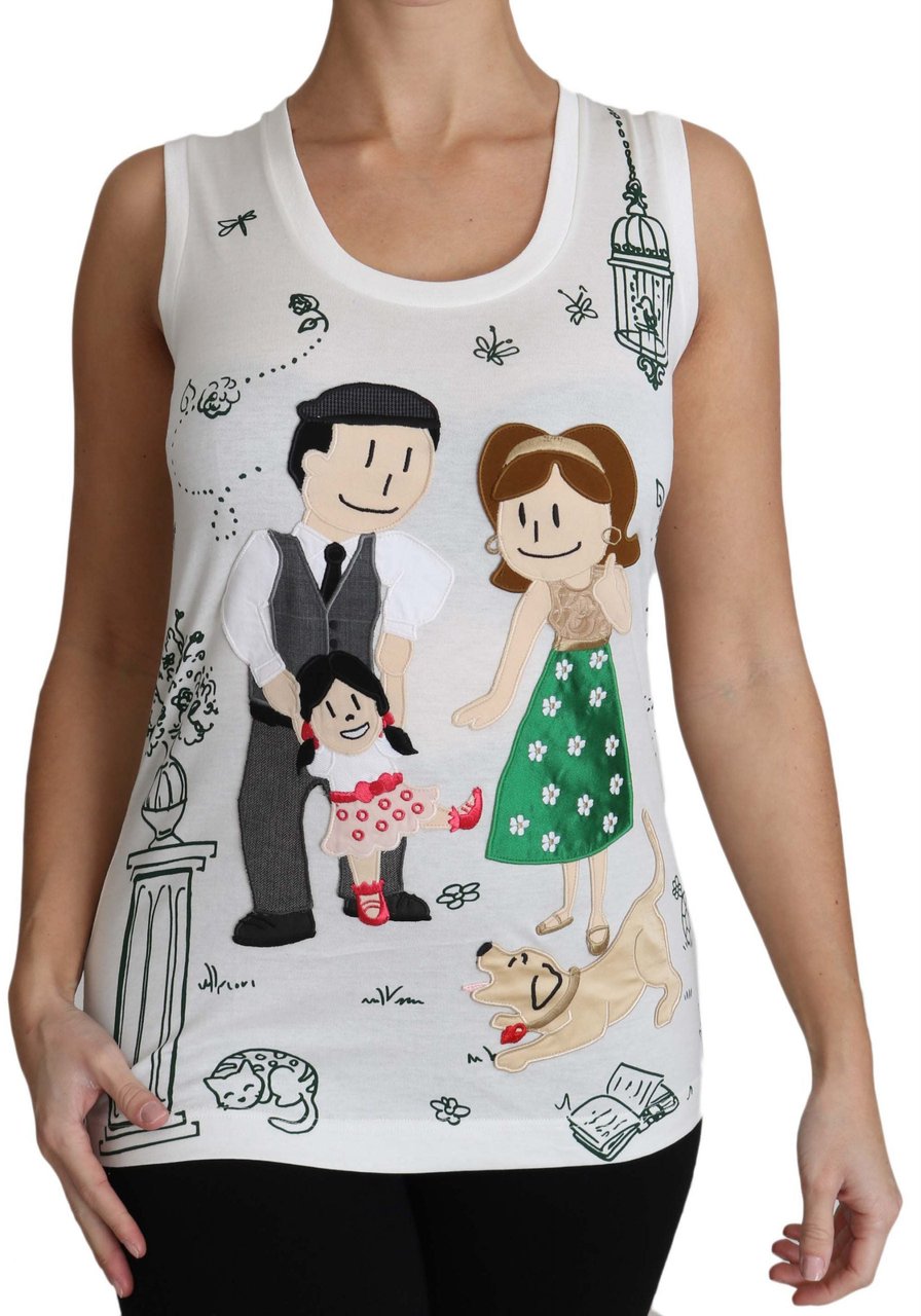 Dolce & Gabbana White Cotton #dgfamily Sleeveless Shirt Tank Top Wit
