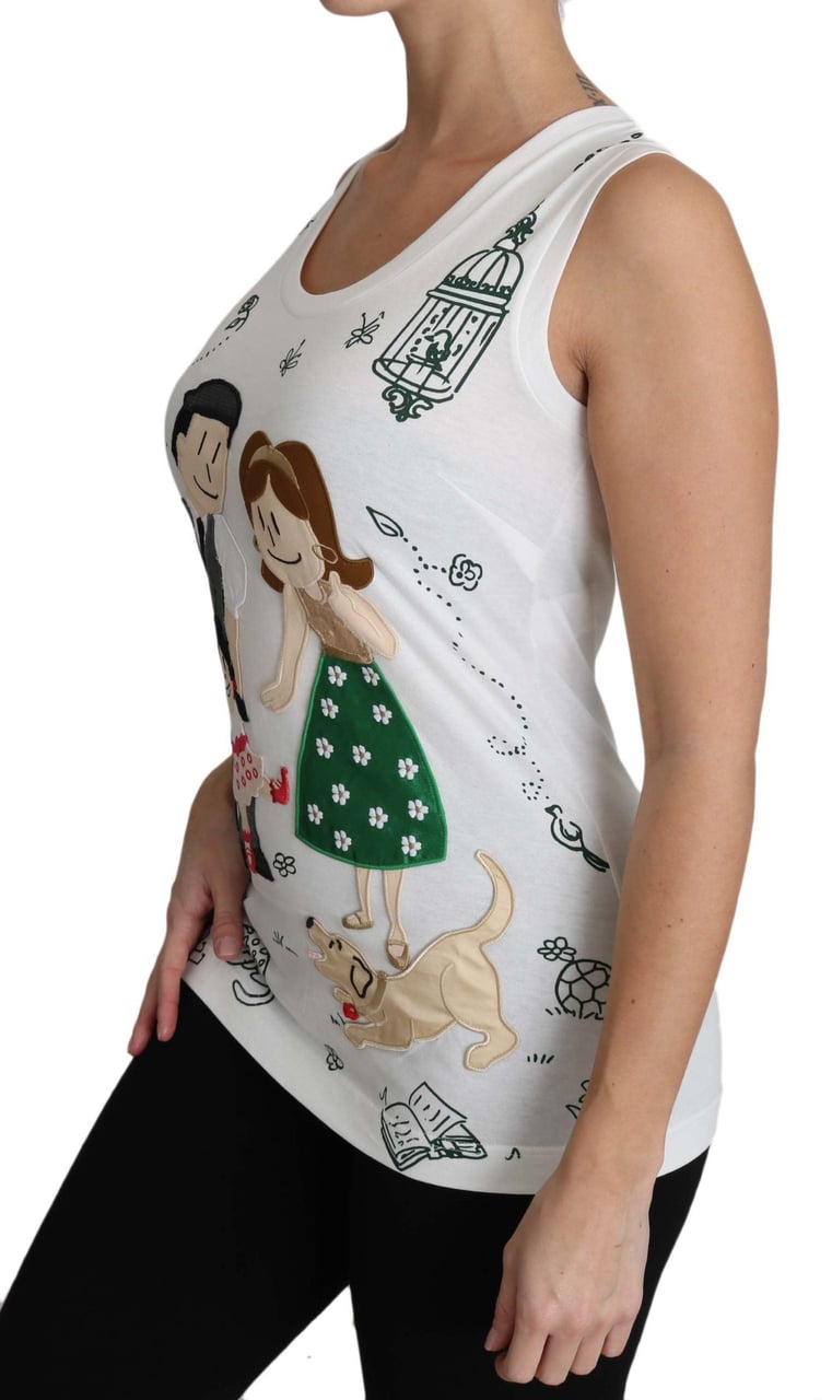 Dolce & Gabbana White Cotton #dgfamily Sleeveless Shirt Tank Top Wit