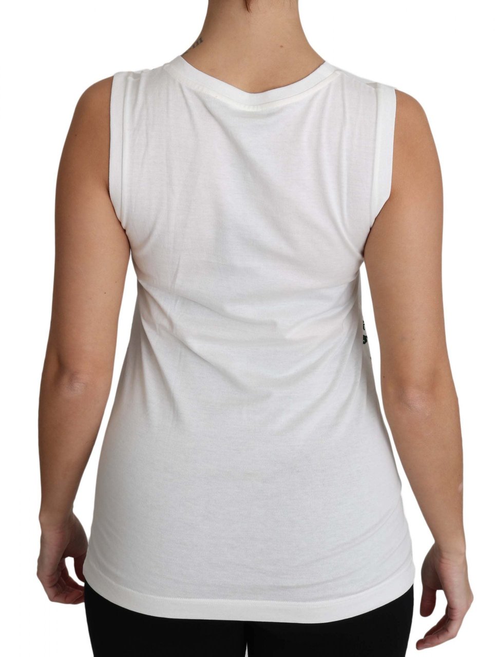 Dolce & Gabbana White Cotton #dgfamily Sleeveless Shirt Tank Top Wit