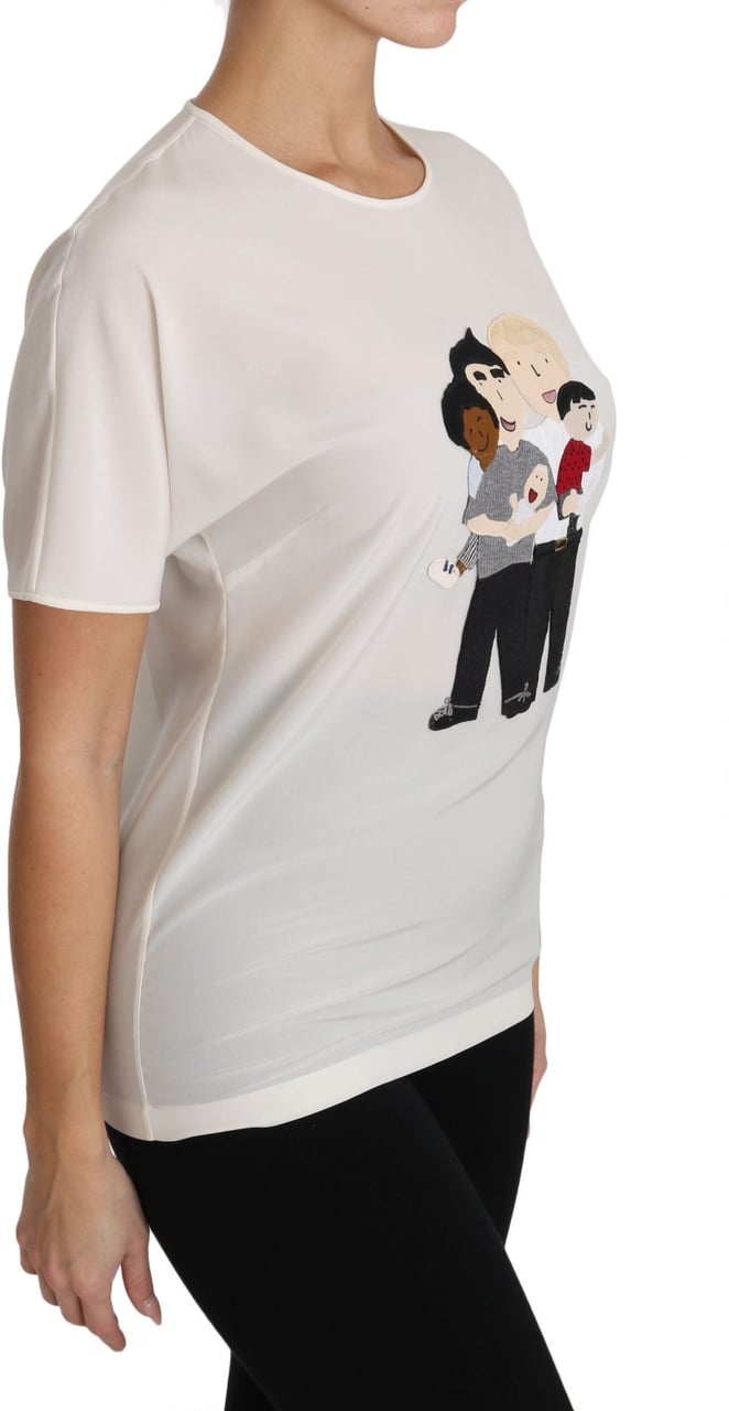 Dolce & Gabbana White Silk Stretch #dgfamily T-shirt Wit