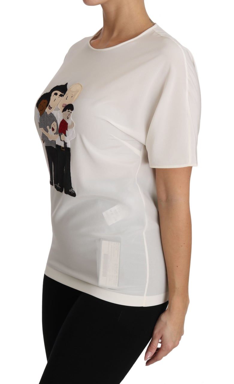 Dolce & Gabbana White Silk Stretch #dgfamily T-shirt Wit