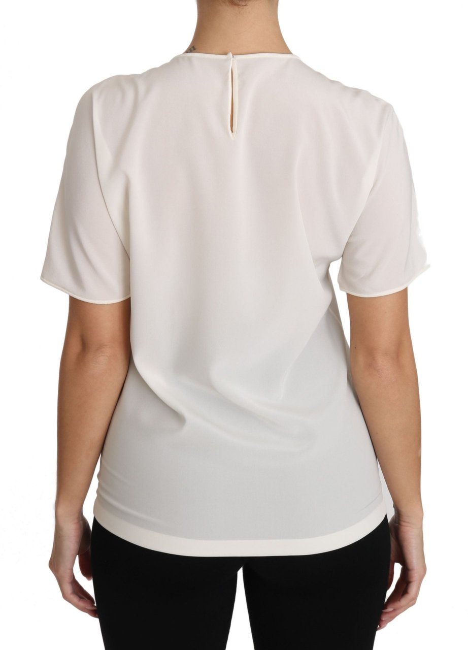 Dolce & Gabbana White Silk Stretch #dgfamily T-shirt Wit