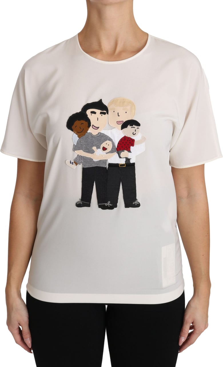 Dolce & Gabbana White Silk Stretch #dgfamily T-shirt Wit