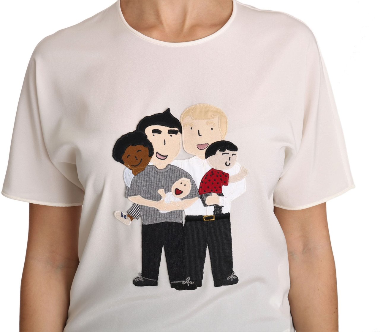 Dolce & Gabbana White Silk Stretch #dgfamily T-shirt Wit