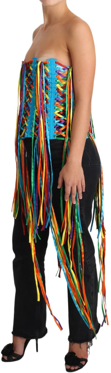 Dolce & Gabbana Multicolor Strings Bustier Polyester Corset  Top Divers