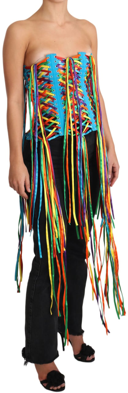 Dolce & Gabbana Multicolor Strings Bustier Polyester Corset  Top Divers