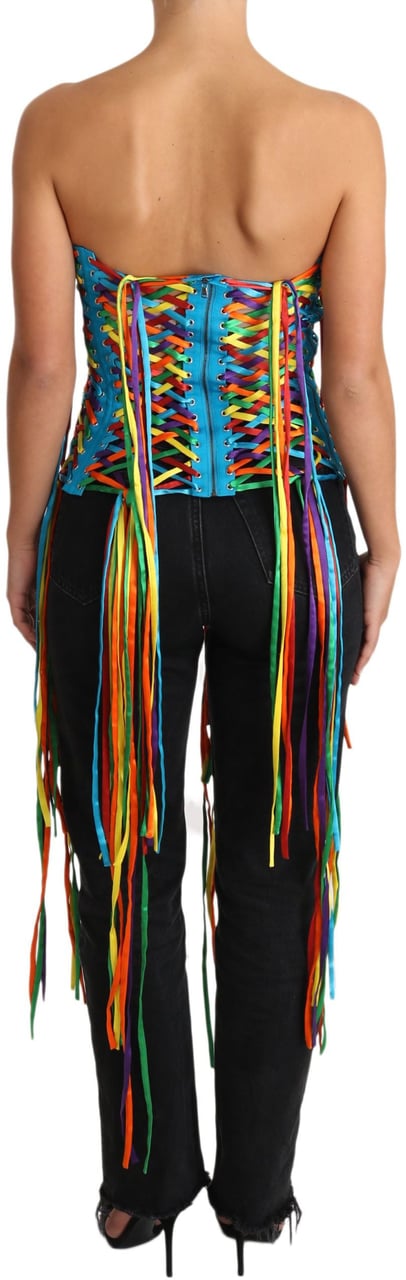 Dolce & Gabbana Multicolor Strings Bustier Polyester Corset  Top Divers