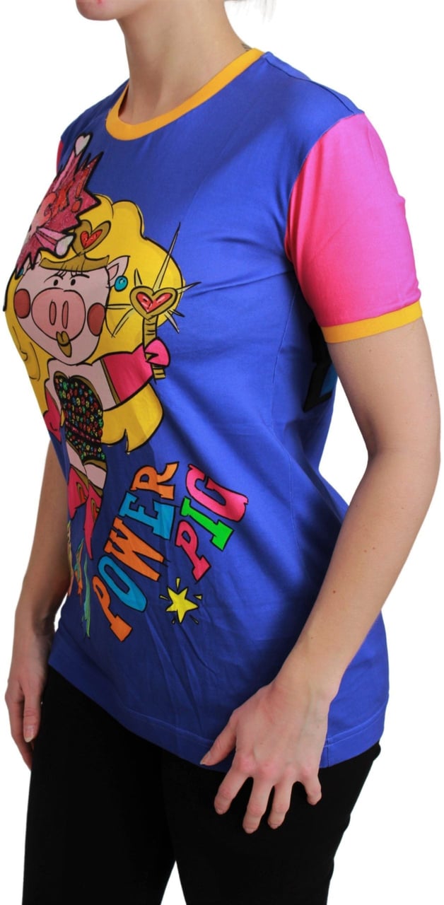 Dolce & Gabbana Purple PIG SUPERGIRL Top Cotton T-shirt Paars