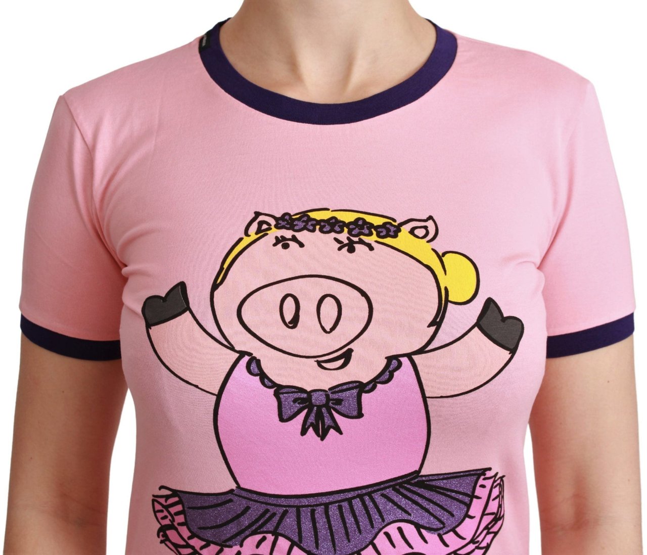 Dolce & Gabbana Pink YEAR OF THE PIG Top Cotton T-shirt Wit