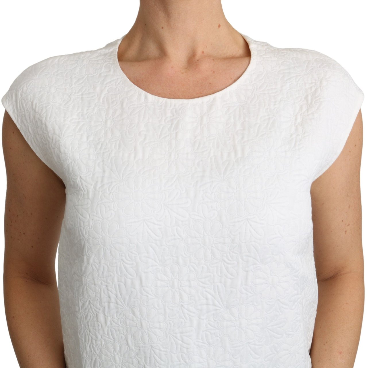 Dolce & Gabbana White Floral Brocade Blouse Cotton Top Rood