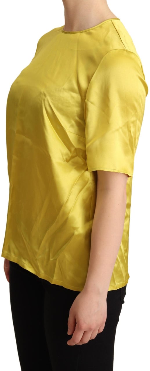 Dolce & Gabbana Yellow Silk Short Sleeve Blouse T-shirt Geel