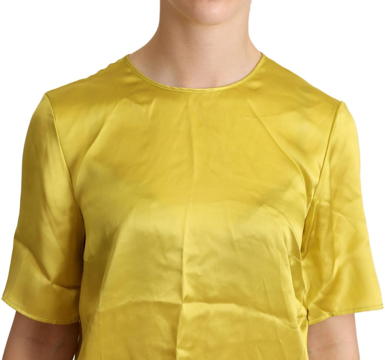 Dolce & Gabbana Yellow Silk Short Sleeve Blouse T-shirt Geel