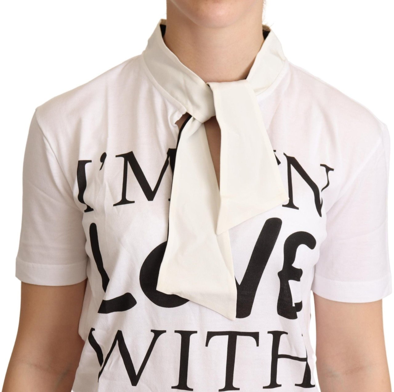 Dolce & Gabbana White Cotton Silk I'm In Love Top T-shirt Wit