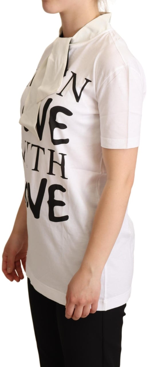 Dolce & Gabbana White Cotton Silk I'm In Love Top T-shirt Wit