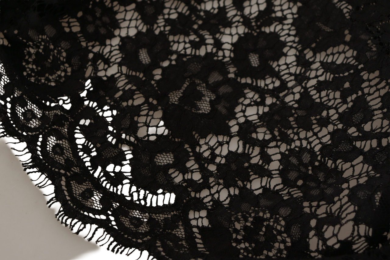 Dolce & Gabbana Black Floral Lace Pullover Sicily Blouse Zwart