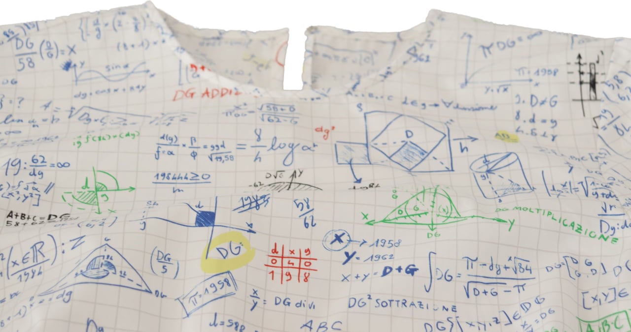 Dolce & Gabbana White Cotton Algebra Print Short Sleeves Top Divers